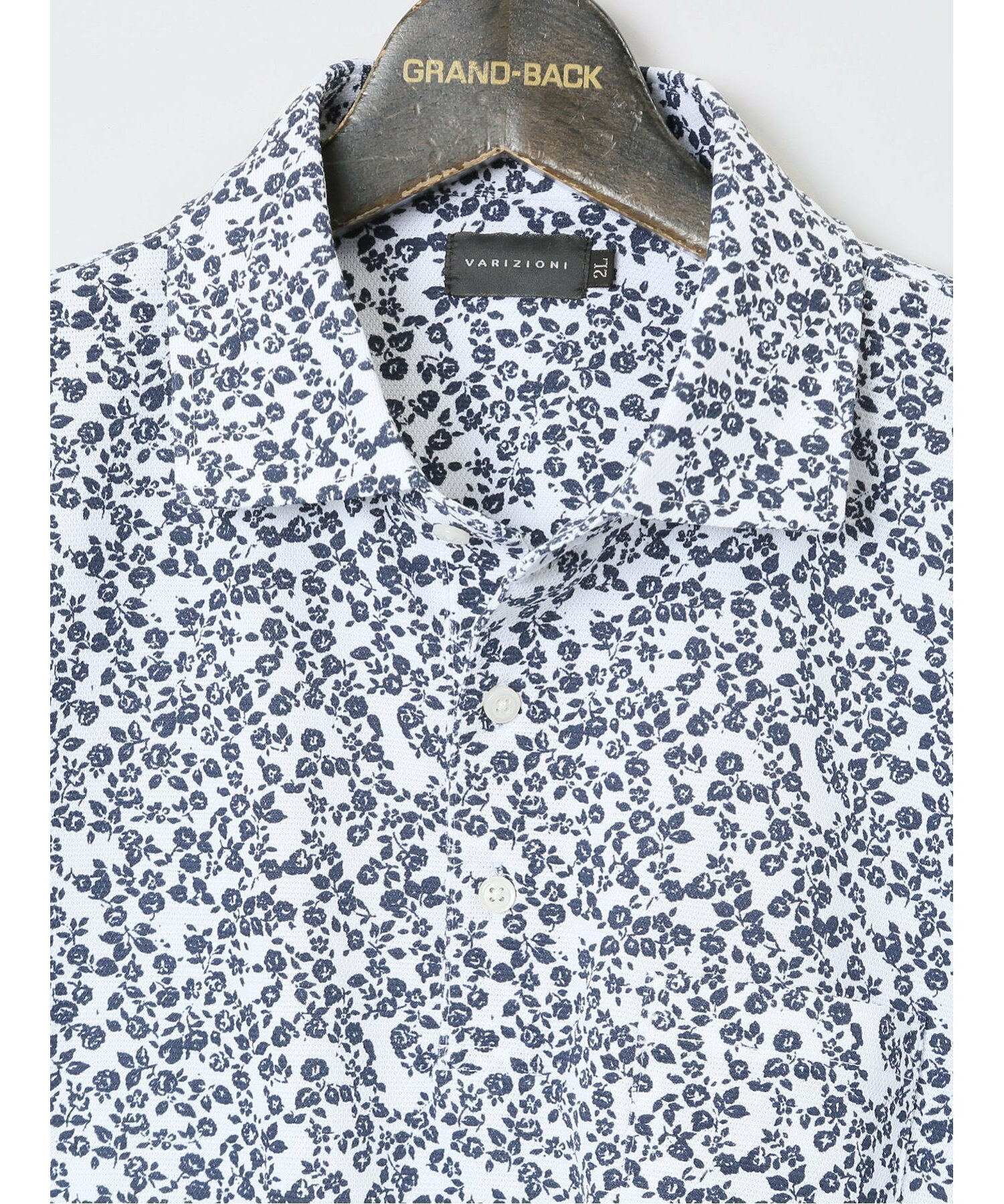 【大きいサイズ】ジム/GIM 小花柄 ワイドカラー半袖ポロシャツ